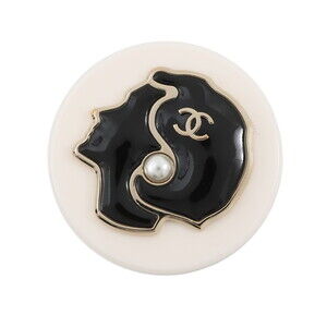 CHANEL Black Pearl Logo Brooch
